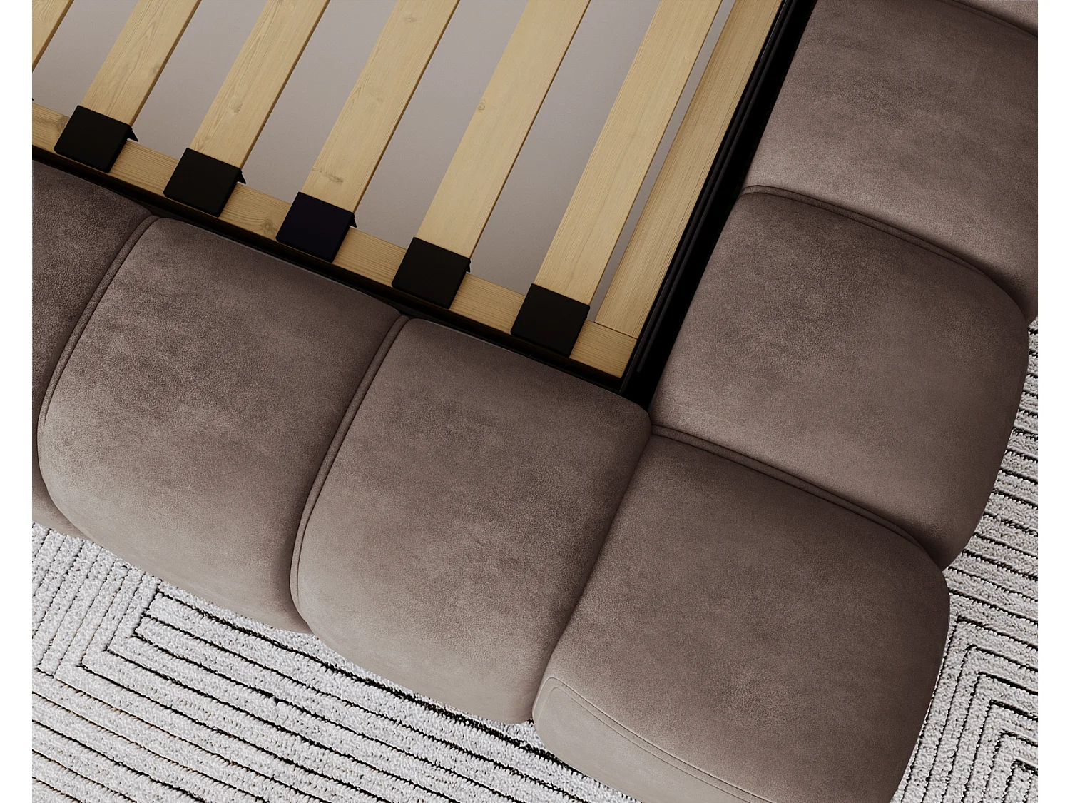 Emporius Lit avec Rangement 180x200cm Como, Lit capitonné, Lit adulte  - Mousse épaisse, tissu Velvet Brun (Whisper 5)