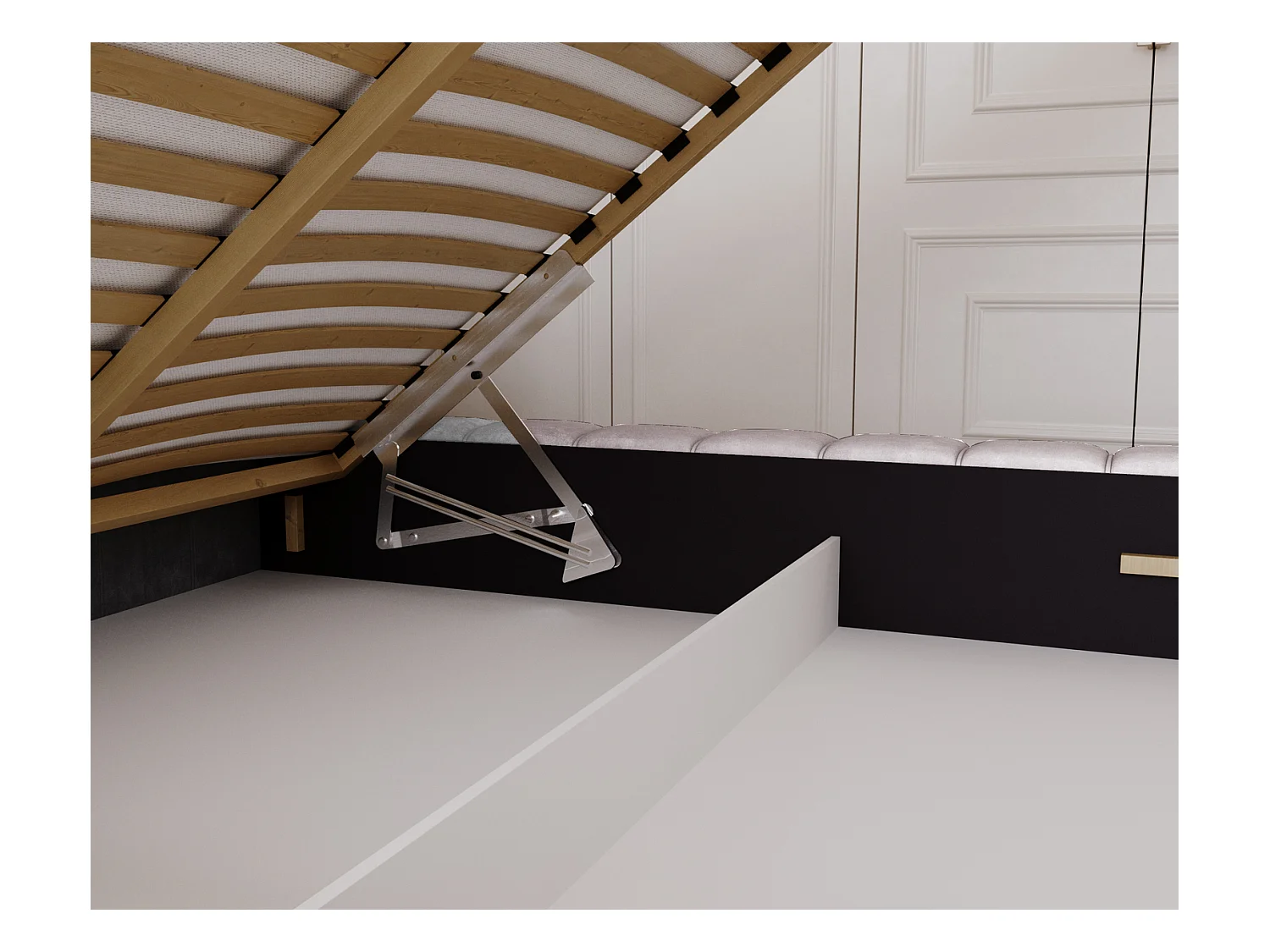 Emporius Lit avec Rangement 140x200cm Como, Lit capitonné, Lit adulte  - Mousse épaisse, tissu Velvet Gris clair (Whisper 16)