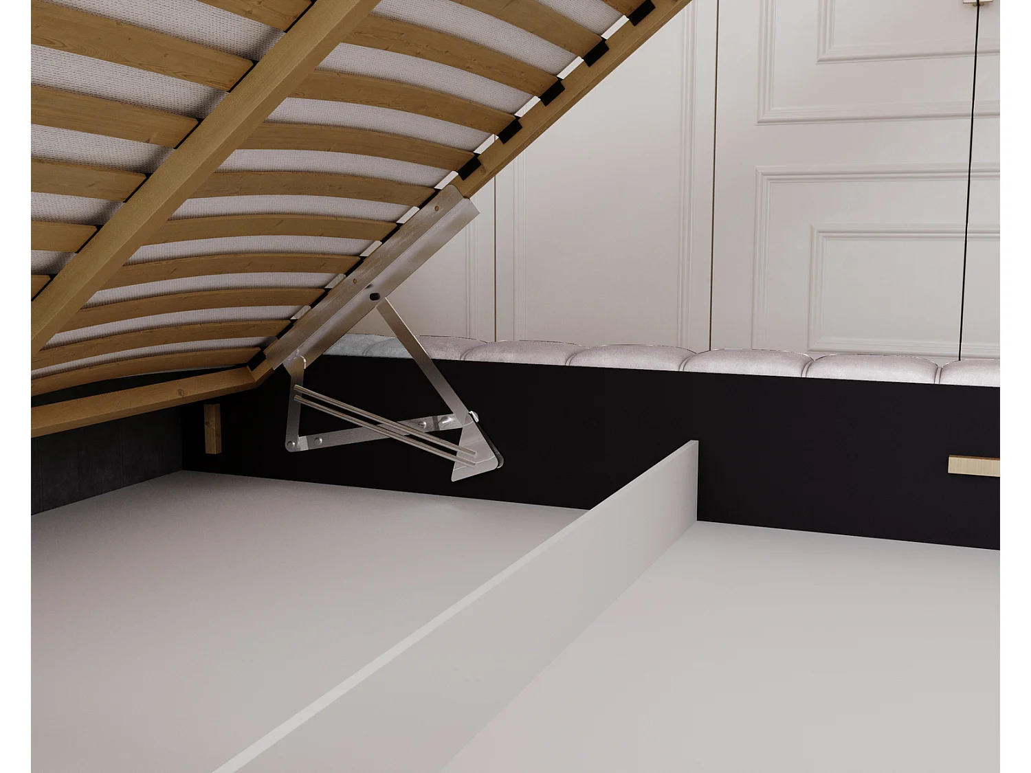 Emporius Lit avec Rangement 140x200cm Como, Lit capitonné, Lit adulte  - Mousse épaisse, tissu Velvet Gris clair (Whisper 16)