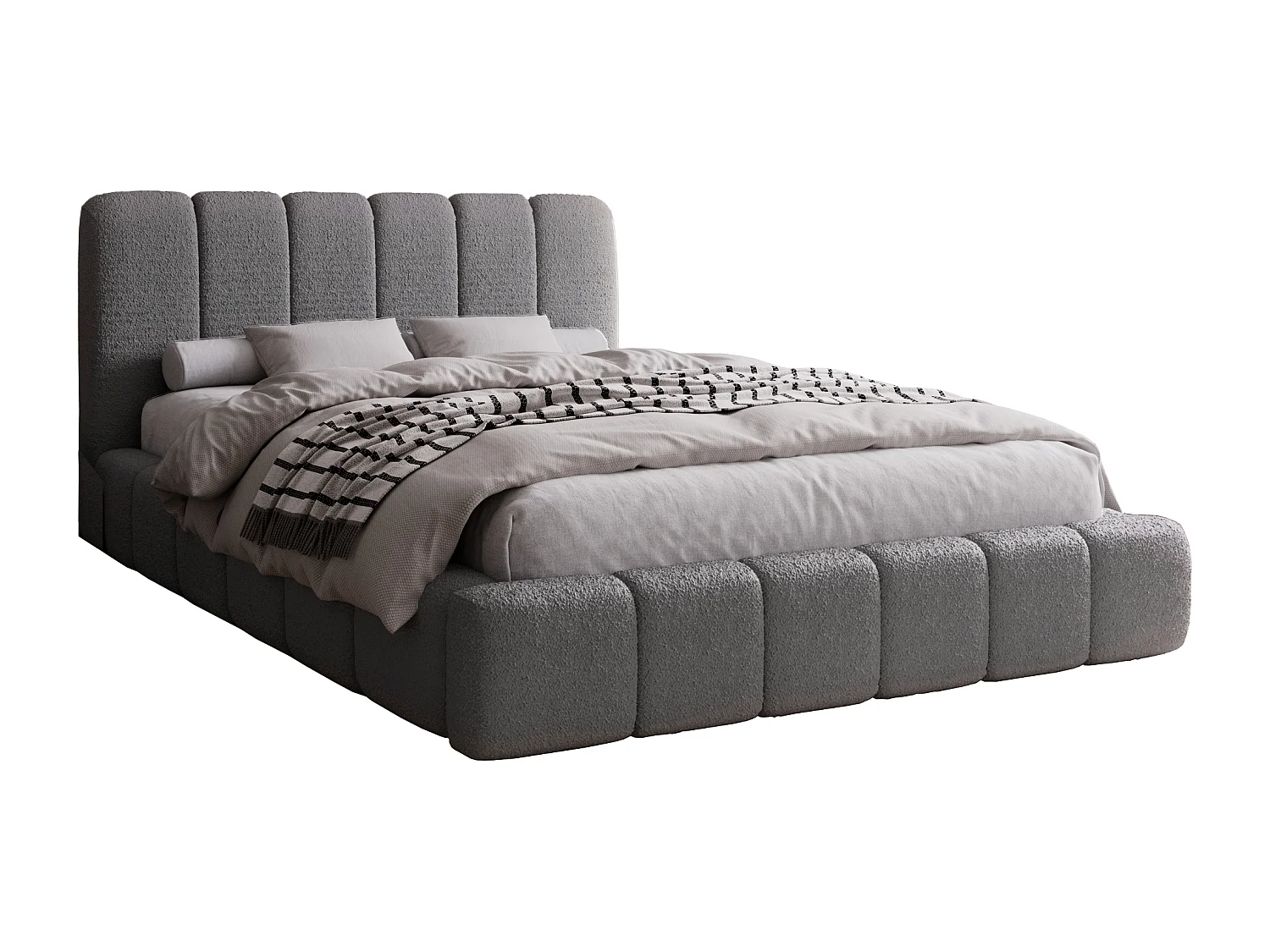 Emporius Lit coffre 160x200 Milan, Lit Rembourré avec Rangement - Lit bouclé Gris foncé (Anthology 18)