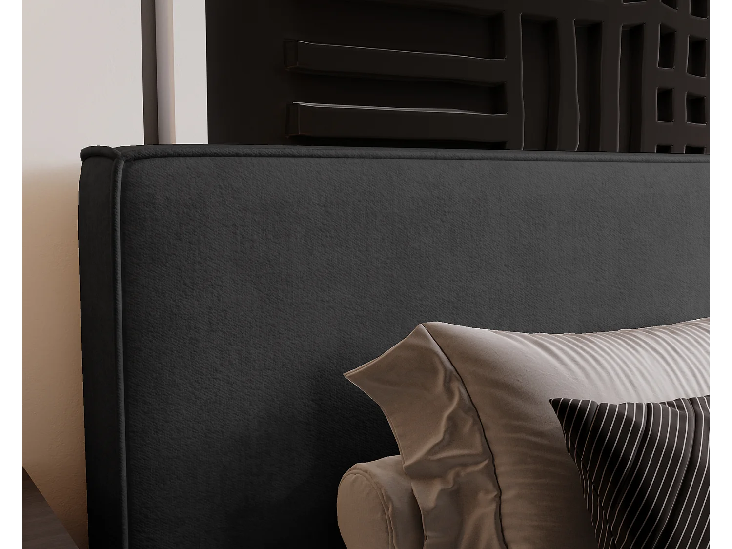 Emporius Gestoffeerd bed 180x200 Amare - tweepersoonsbed met opbergruimte - fluwelen Zwart (Komodo 23)