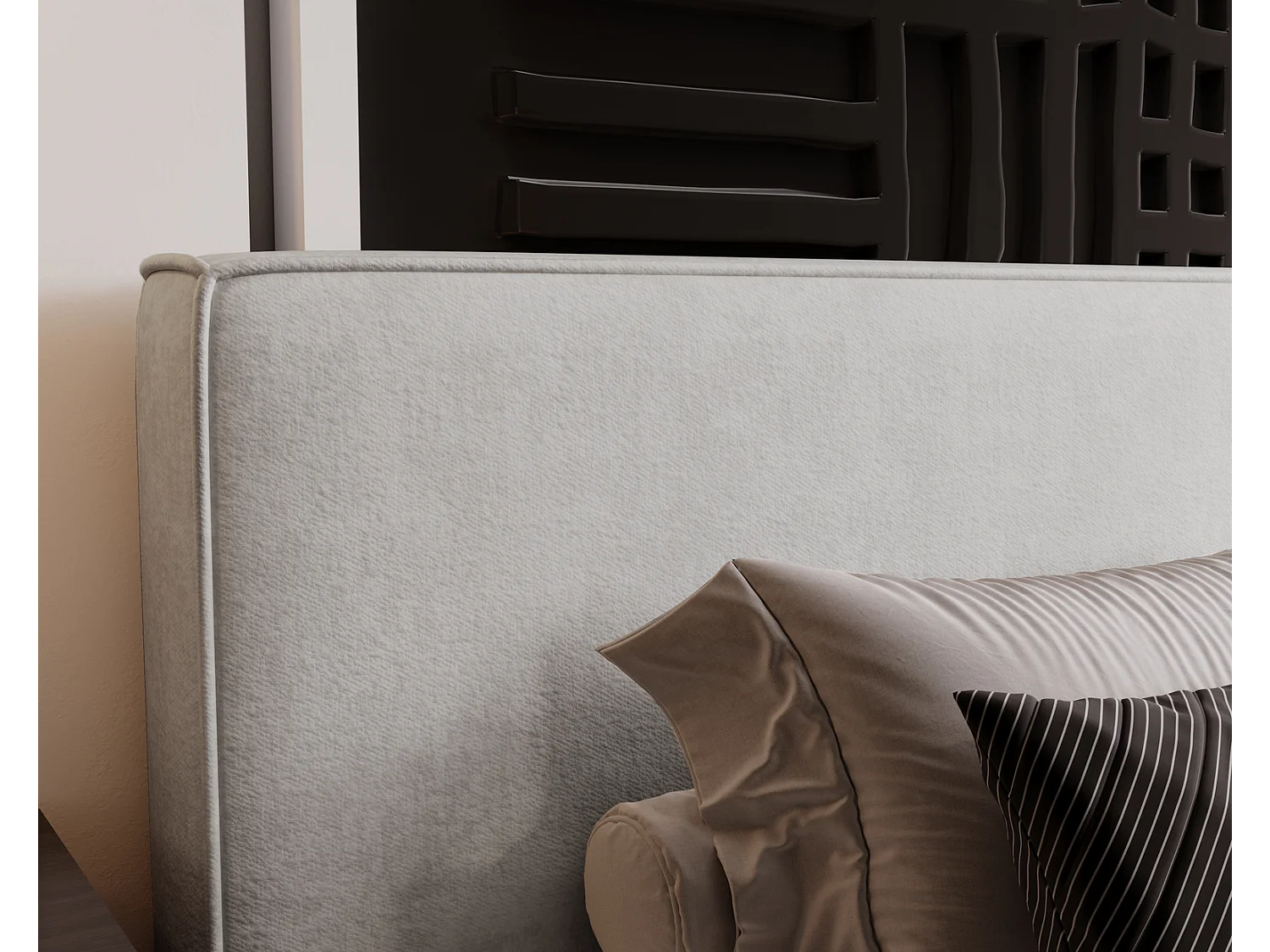 Emporius Gestoffeerd bed 200x200 Amare - tweepersoonsbed met opbergruimte - fluwelen Lichtgrijs (Komodo 20)