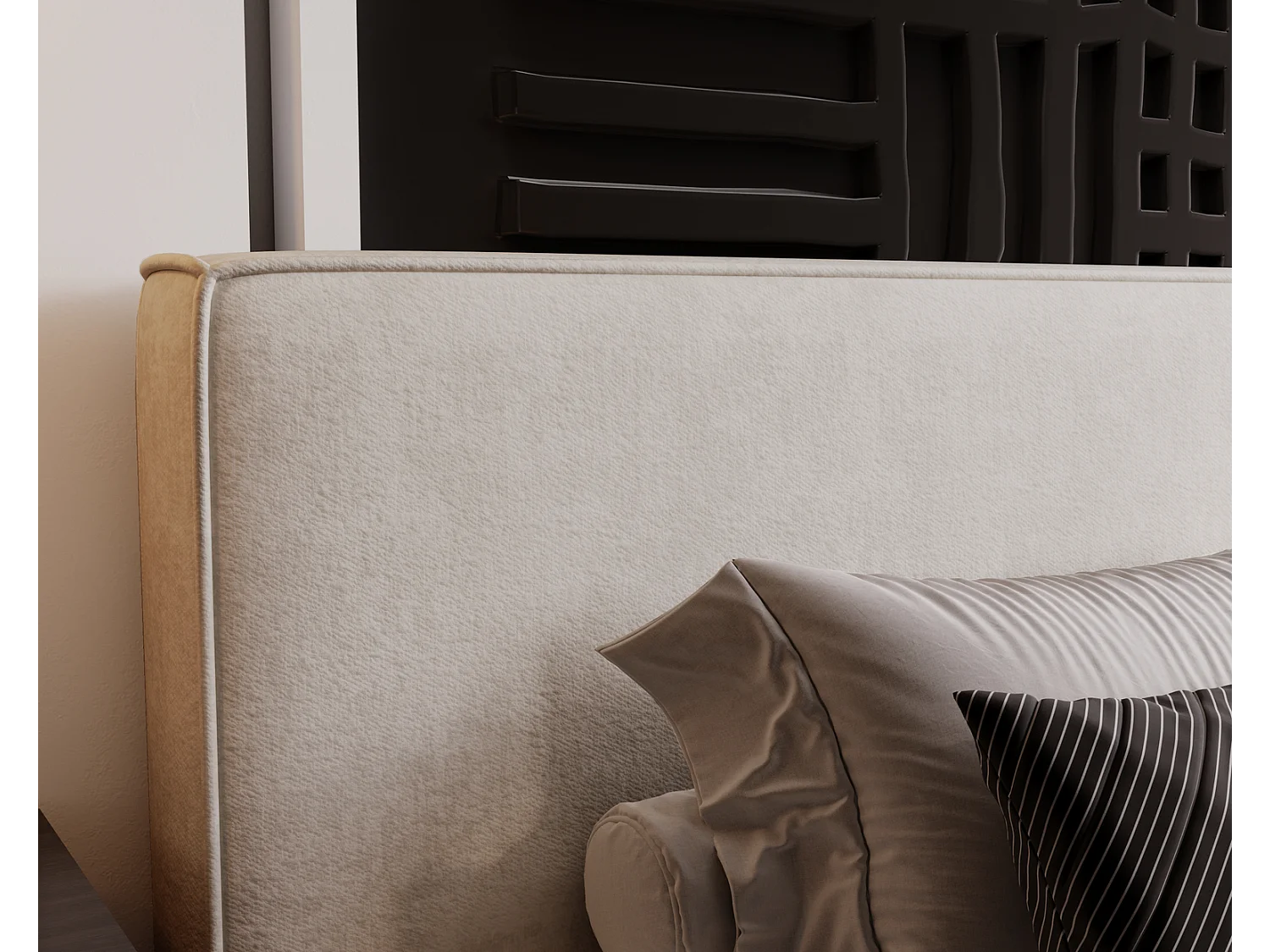 Emporius Lit double, lit adulte avec Rangement 200x200 cm Amare - Velour Beige (Komodo 11)