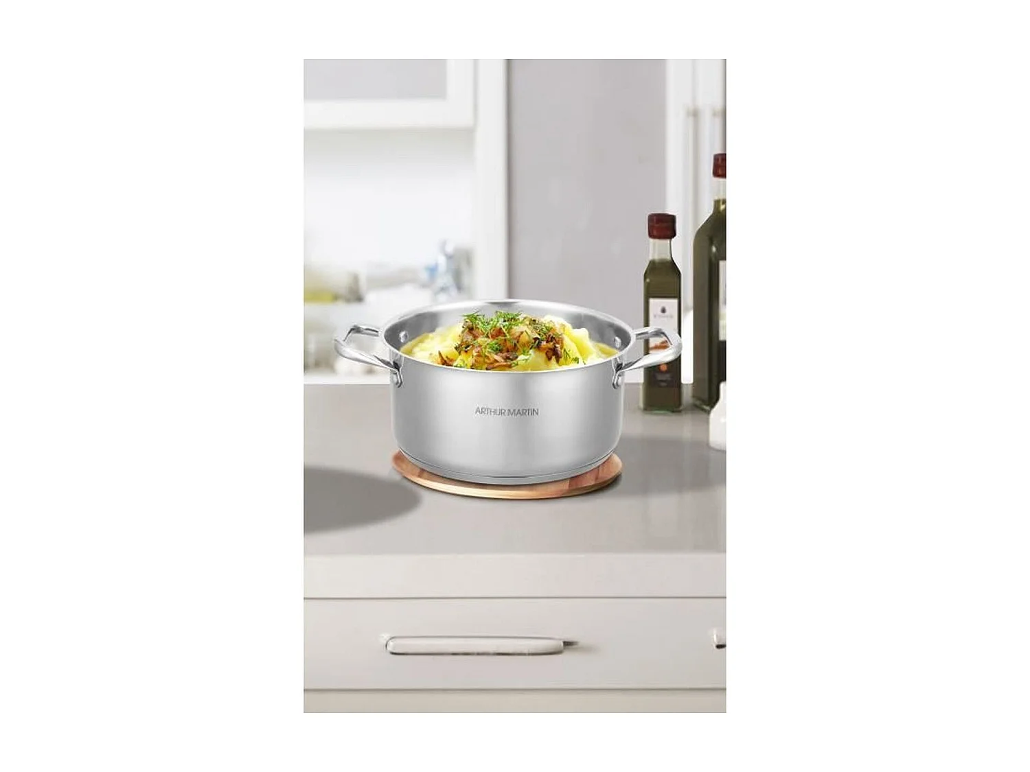 Marmite Arthur Martin 24 cm aus Edelstahl mit gehärtetem Glasdeckel – Für alle Herdarten, auch Induktion