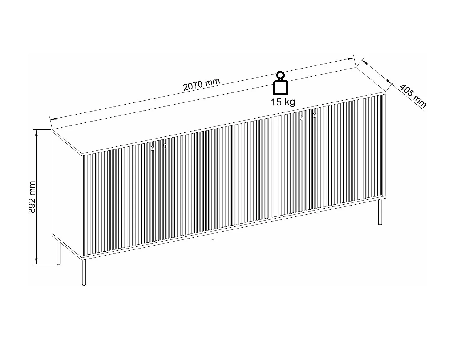 KOMMODE Iris grau 207 / 40,5 / 89,2cm