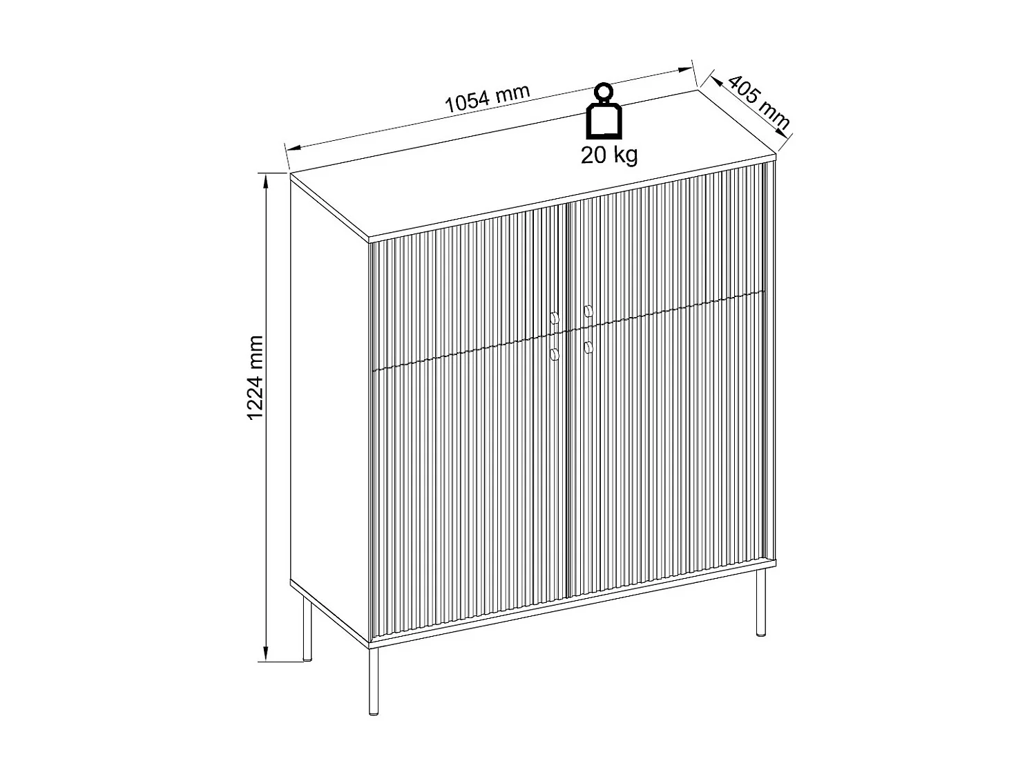 HIGHBOARD Iris grau matt 105,4 / 40,5 / 122,4cm
