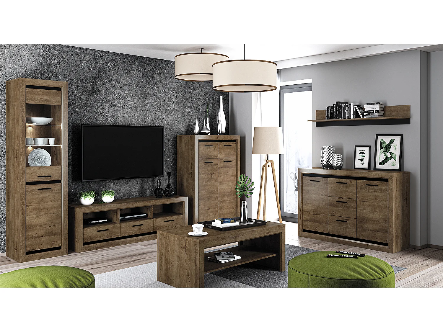 WANDREGAL Baltica Lefkas EIche / schwarz 120 / 21 / 24cm