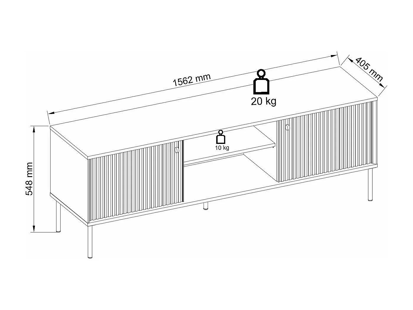 LOWBOARD Iris grau matt 156,2 / 40,5 / 54,8cm