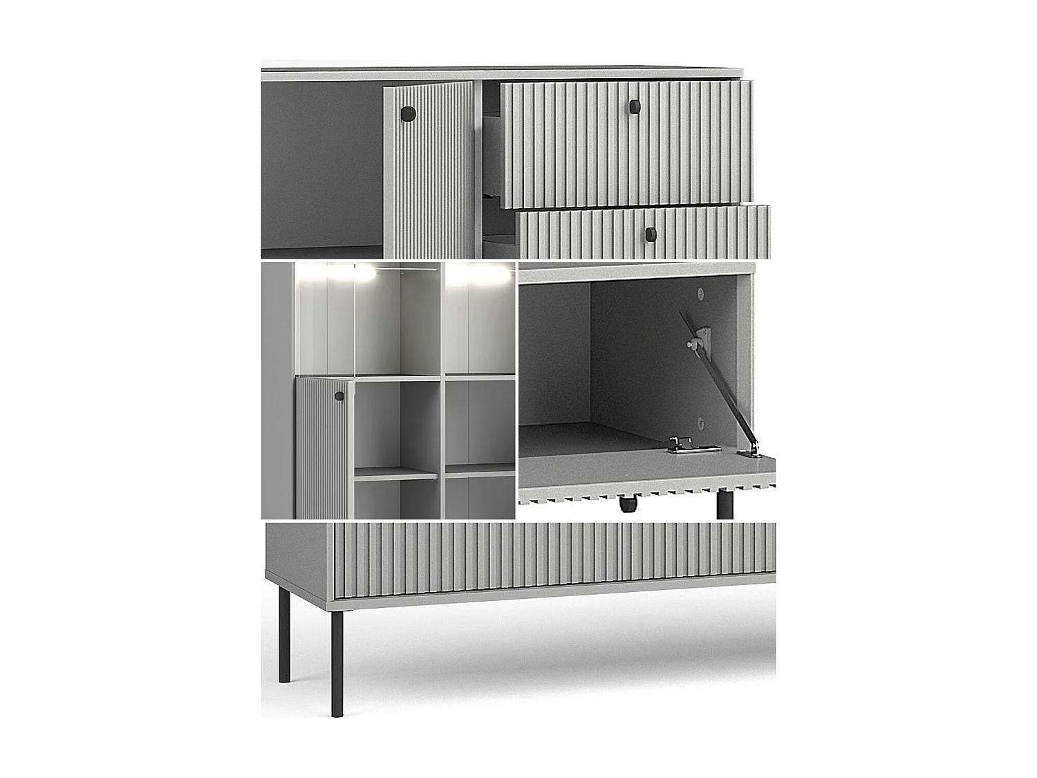 LOWBOARD Iris grau matt 207 / 40,5 / 54,8cm