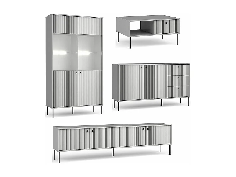 WOHNZIMMER-SET Iris grau matt 4-teilig