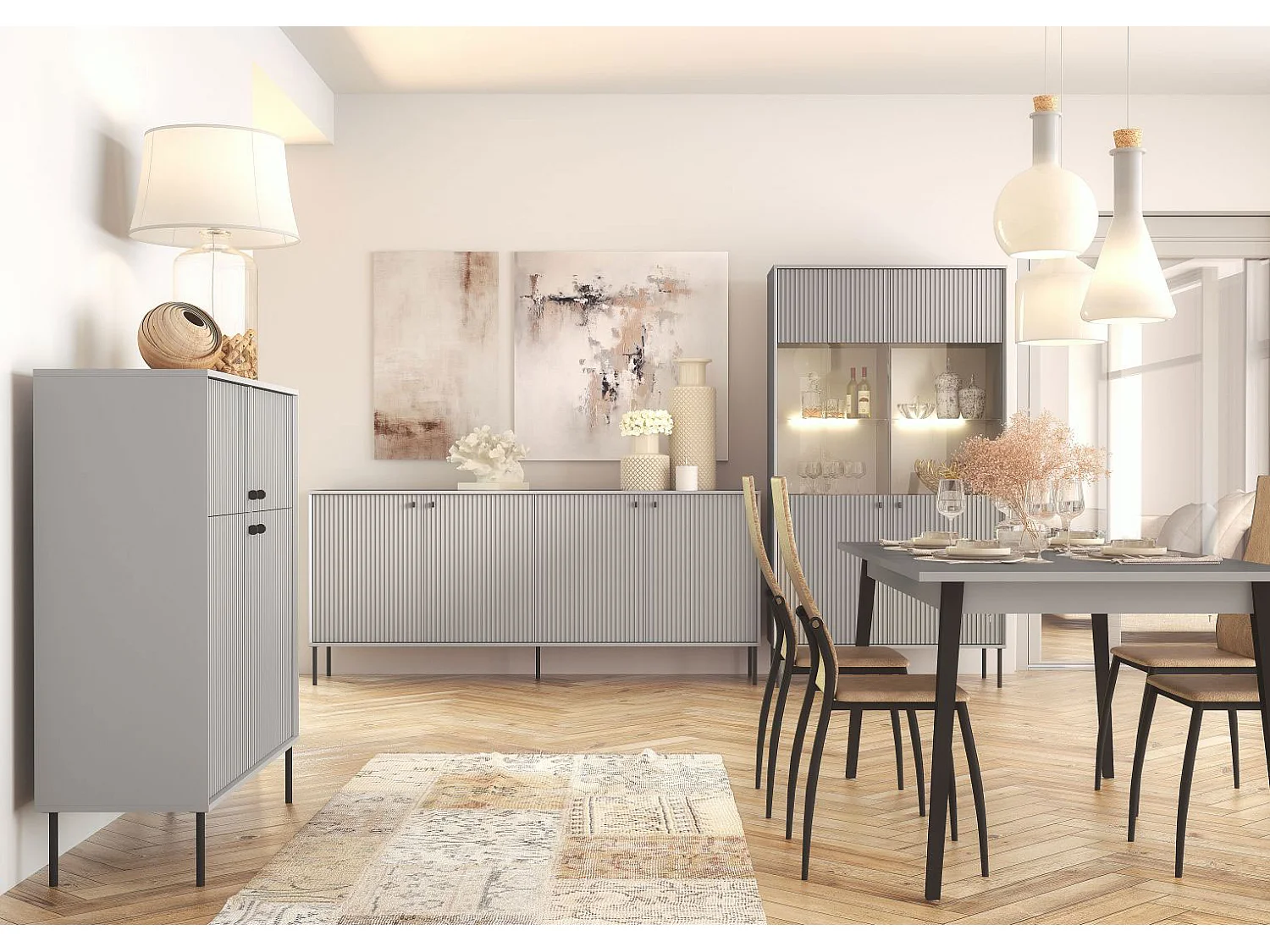 ESSZIMMER-SET Iris grau 4-teilig