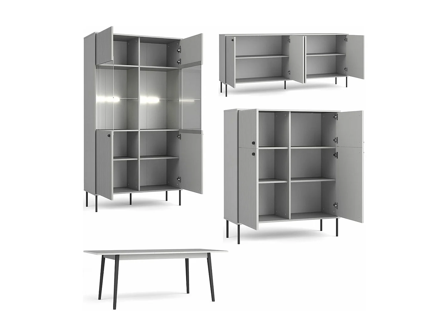 ESSZIMMER-SET Iris grau 4-teilig