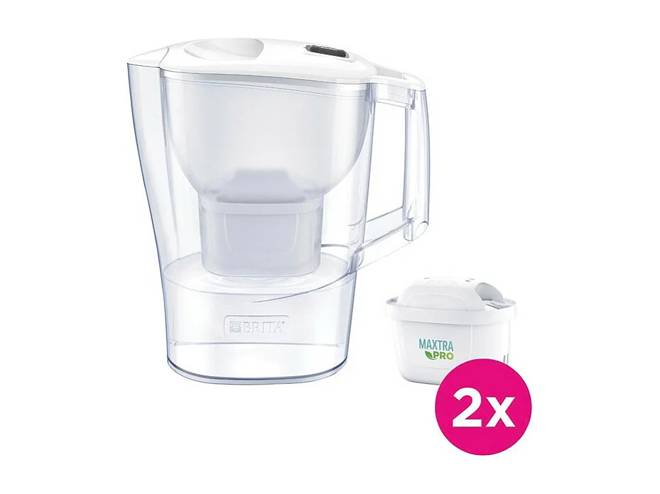Carafe filtrante Aluna Calendar Blanc avec 2 cartouches Brita pour une eau pure et savoureuse