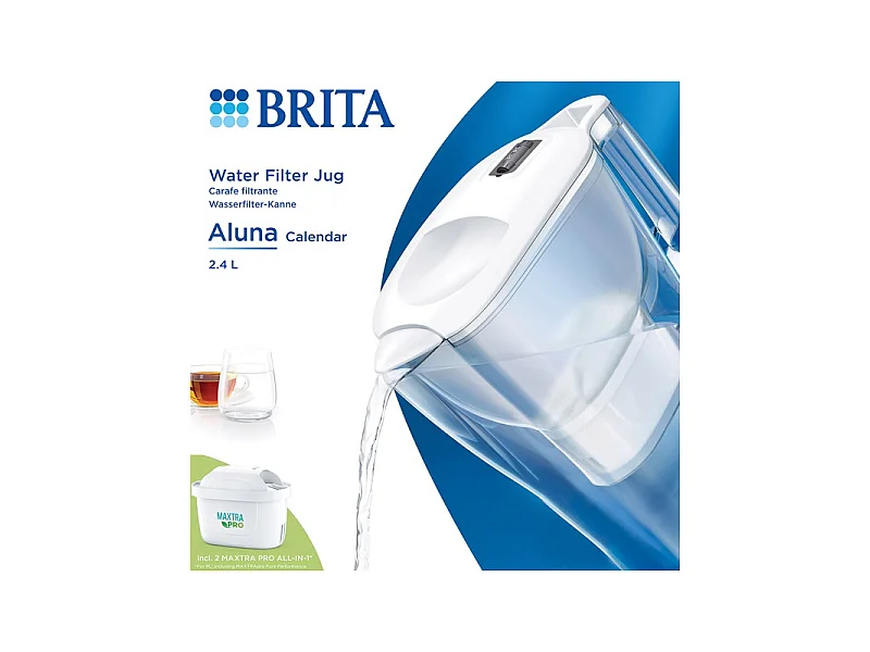 Caraffa filtrante Aluna Calendar Blanc con 2 cartucce Brita per un'acqua pura e gustosa