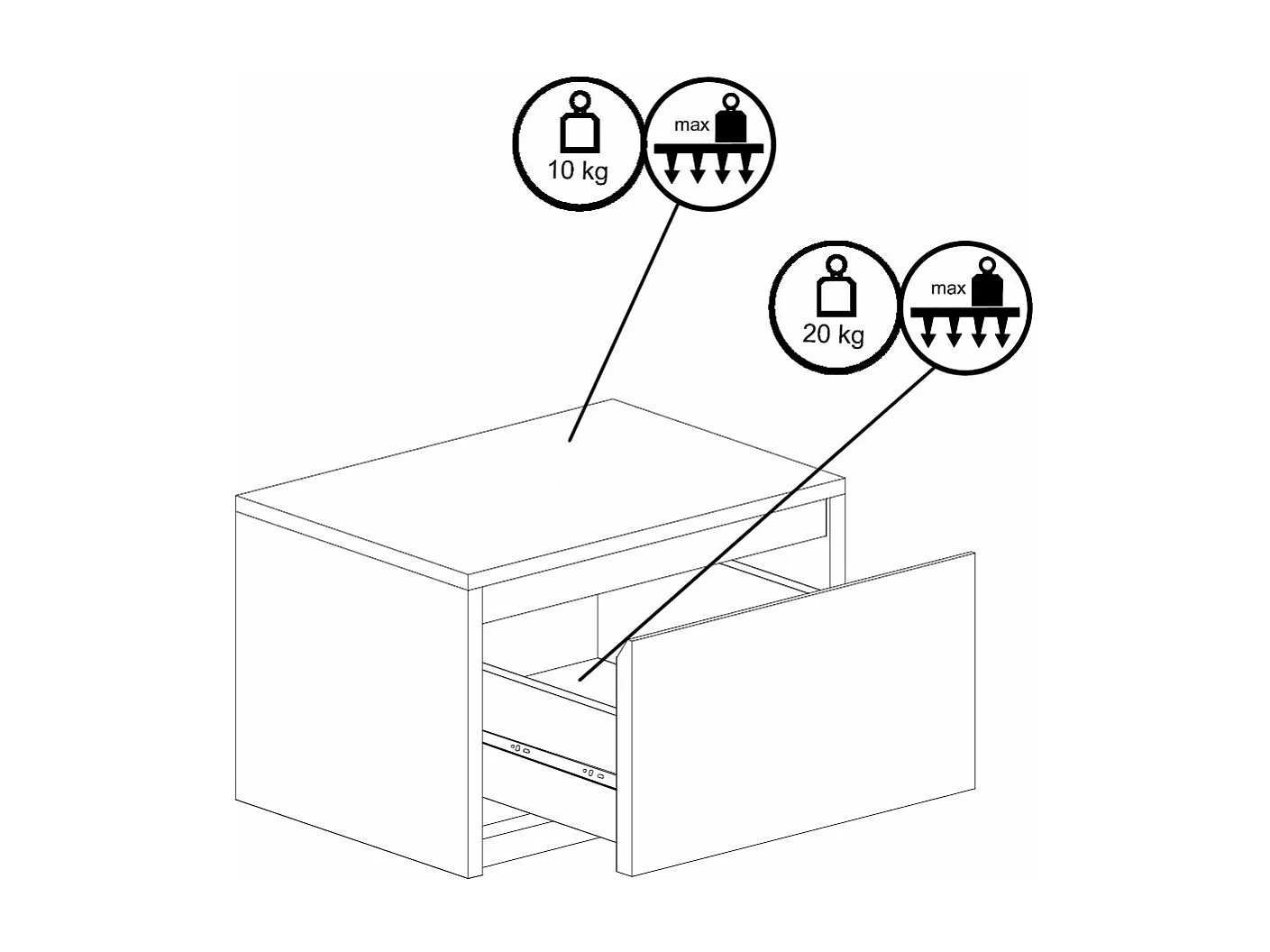 NACHTKONSOLE Italia weiß matt / weiß Hochglanz 47 / 41 / 35cm 2er-Set