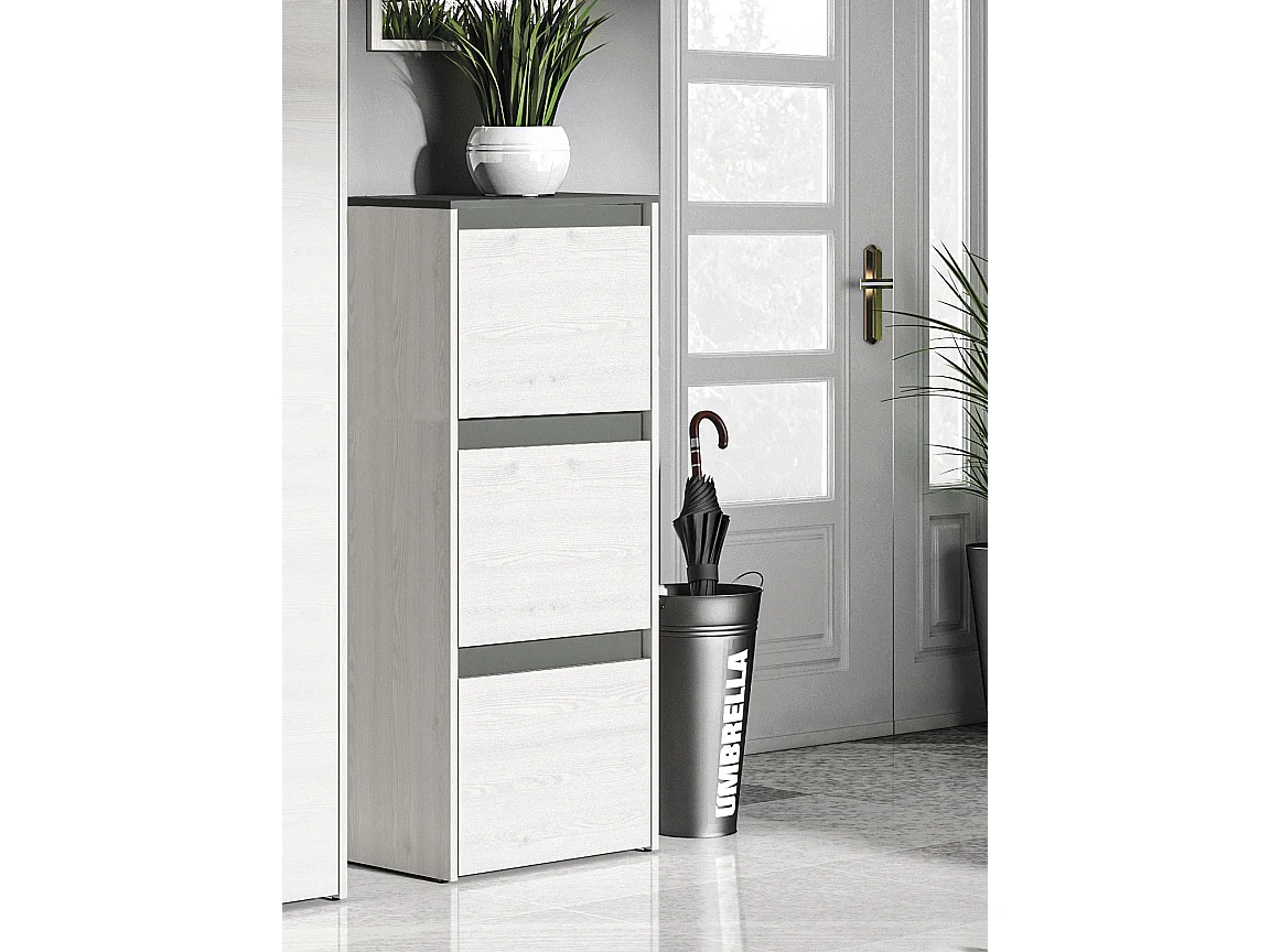 SCHUHSCHRANK Hyga Pinie weiß / anthrazit 50 / 34 / 125cm