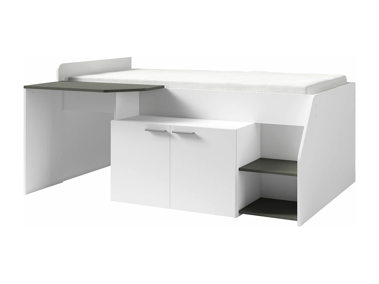 BETTKOMBINATION MIT KOMMODE & TISCH Multi weiß / grau 135 / 204 / 90cm