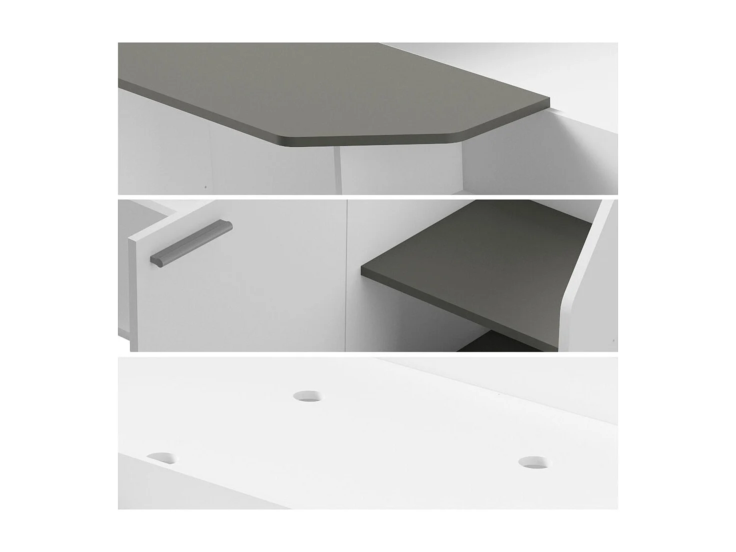 BETTKOMBINATION MIT KOMMODE & TISCH Multi weiß / grau 135 / 204 / 90cm