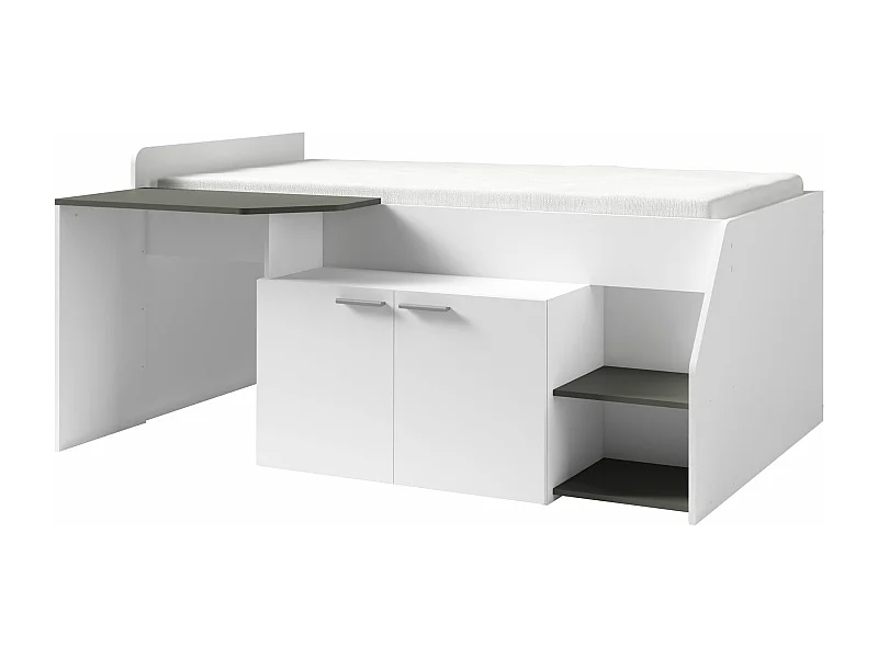 BETTKOMBINATION MIT KOMMODE & TISCH Multi weiß / grau 135 / 204 / 90cm