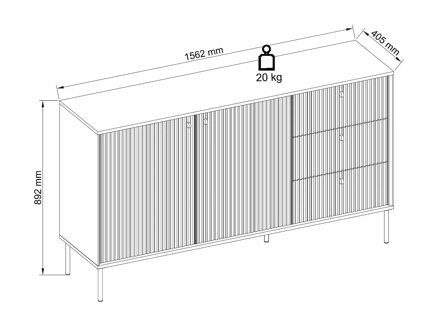 KOMMODE Iris grau 156,2 / 40,5 / 89,2 cm