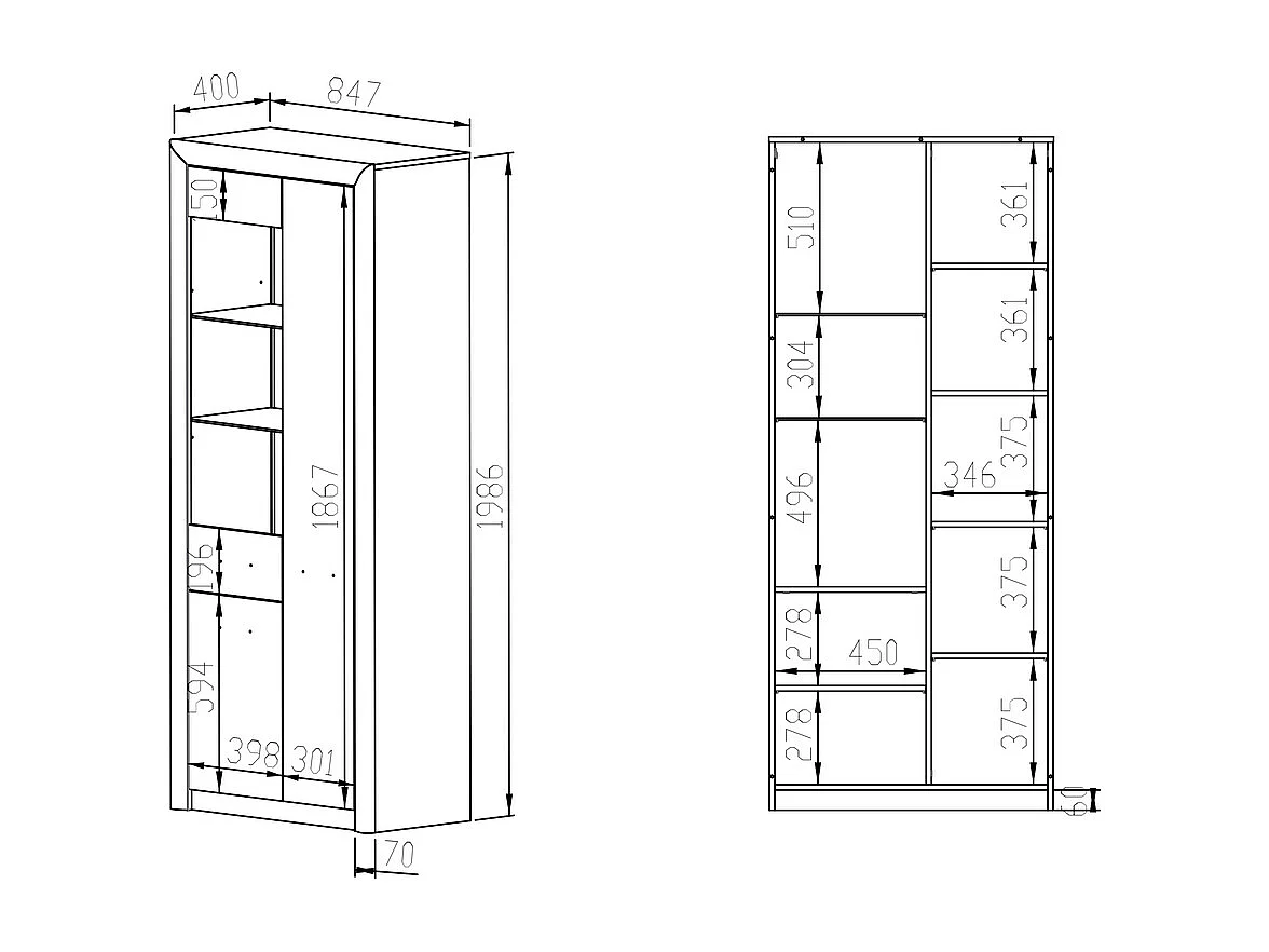 VITRINE Castel Sonoma Eiche hell / Sonoma Eiche Trüffel
