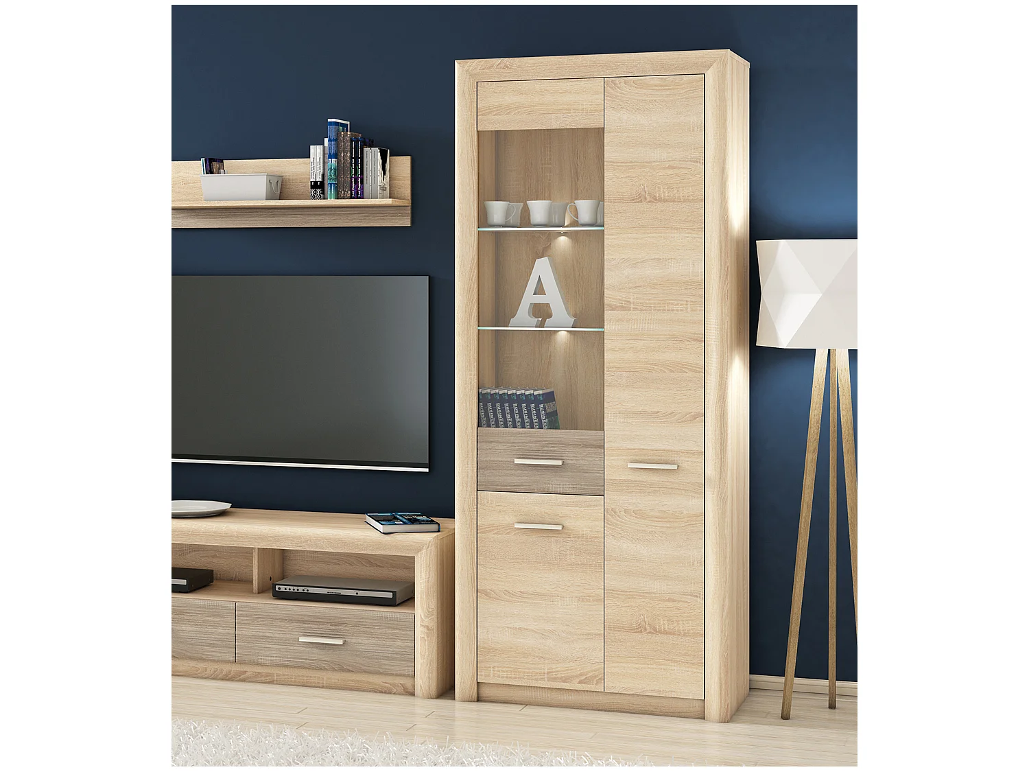 VITRINE Castel Sonoma Eiche hell / Sonoma Eiche Trüffel