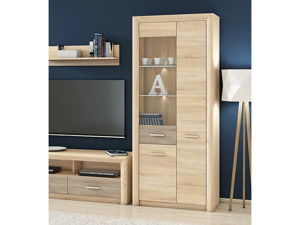 VITRINE Castel Sonoma Eiche hell / Sonoma Eiche Trüffel