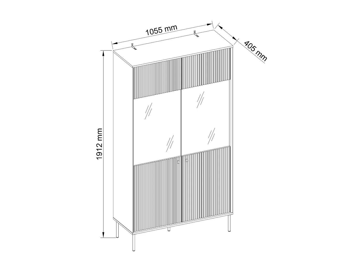 VITRINE Iris grau matt 105 / 41 / 191cm