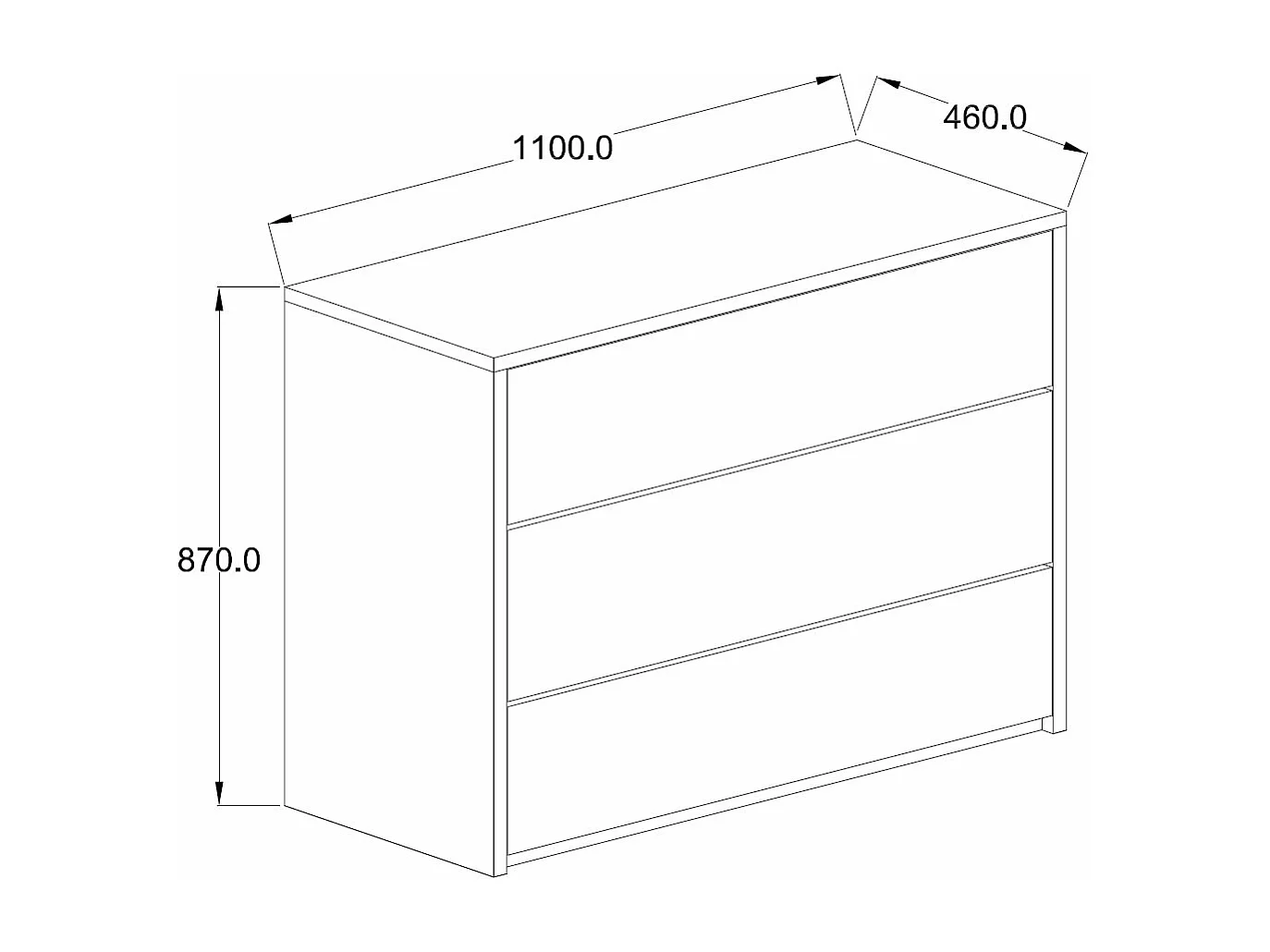 KOMMODE Italia weiß matt / weiß hochglanz 110 / 46 / 87cm