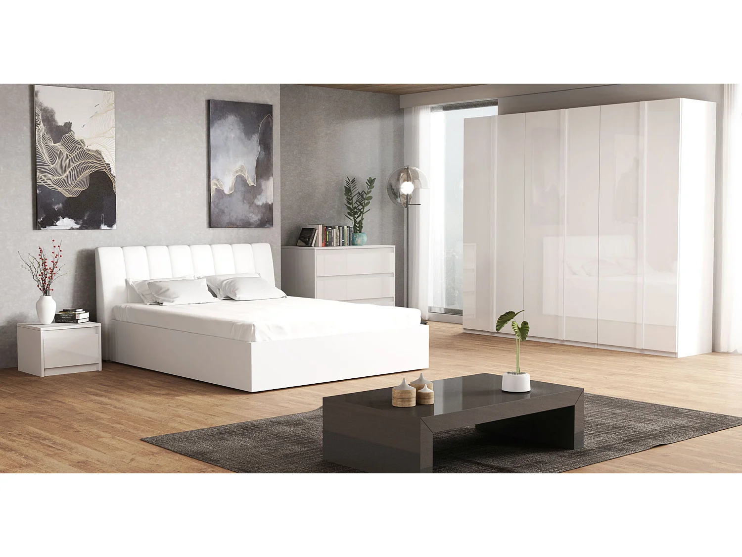 KOMMODE Italia weiß matt / weiß hochglanz 110 / 46 / 87cm