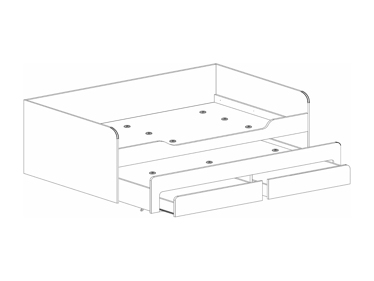 BETT MIT AUSZIEHLIEGE Rico weiß 96 / 197,5 / 80cm