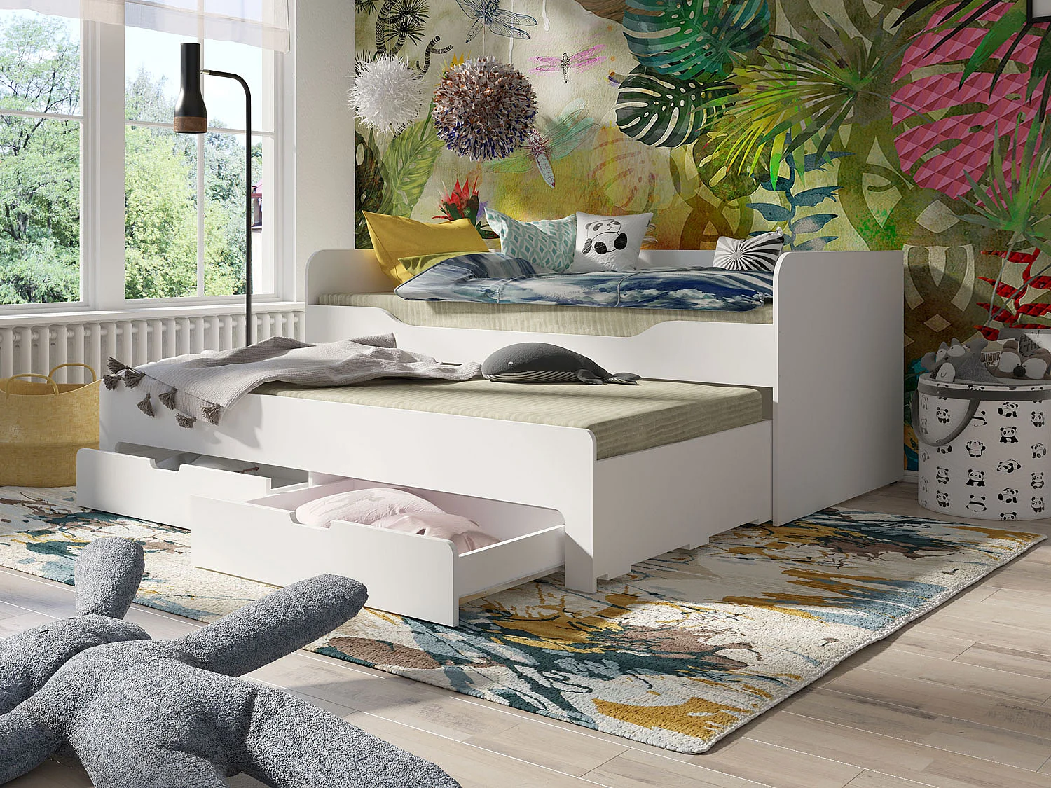 BETT MIT AUSZIEHLIEGE Rico weiß 96 / 197,5 / 80cm