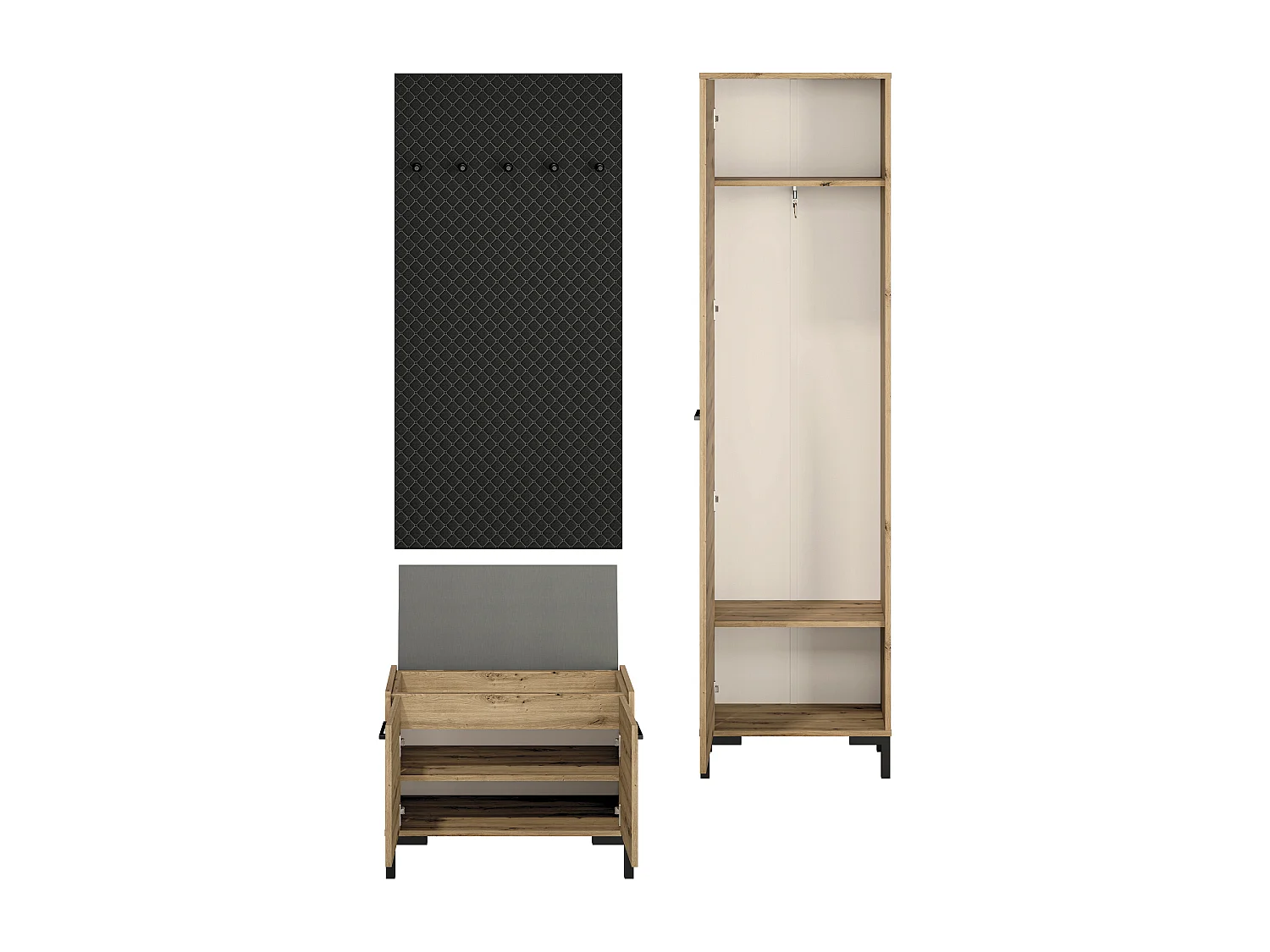 GARDEROBE Nevio Artisan Eiche 3-teilig