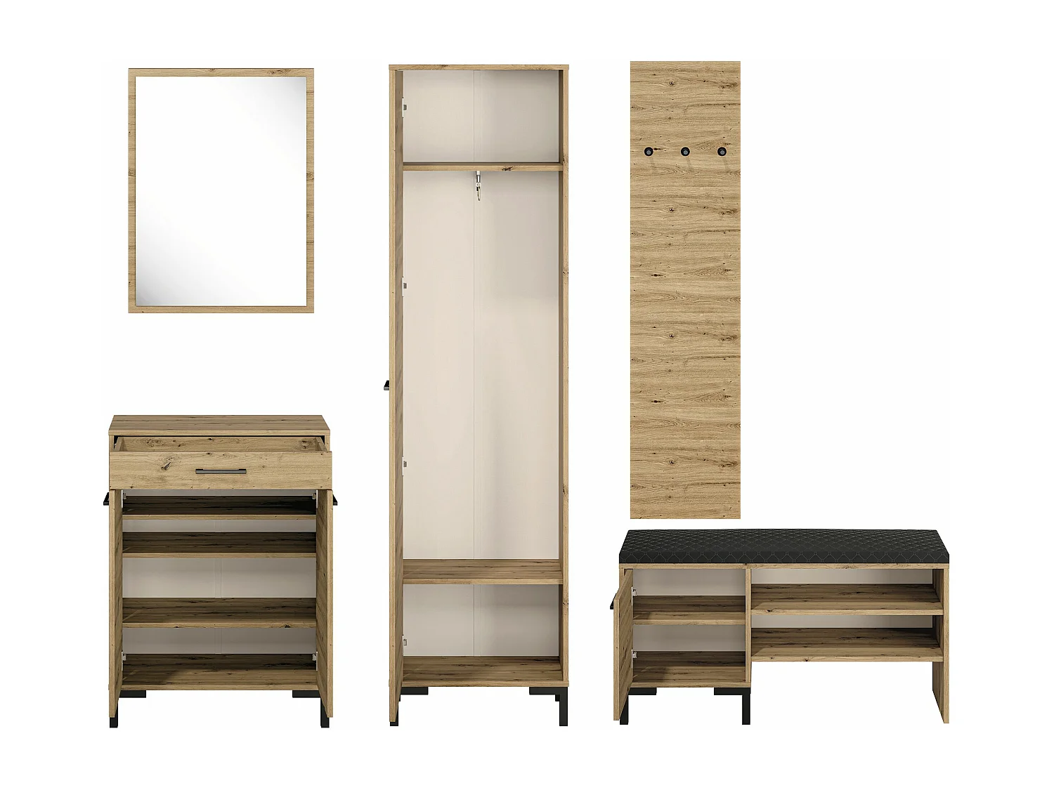 GARDEROBE Nevio Artisan Eiche 5-teilig