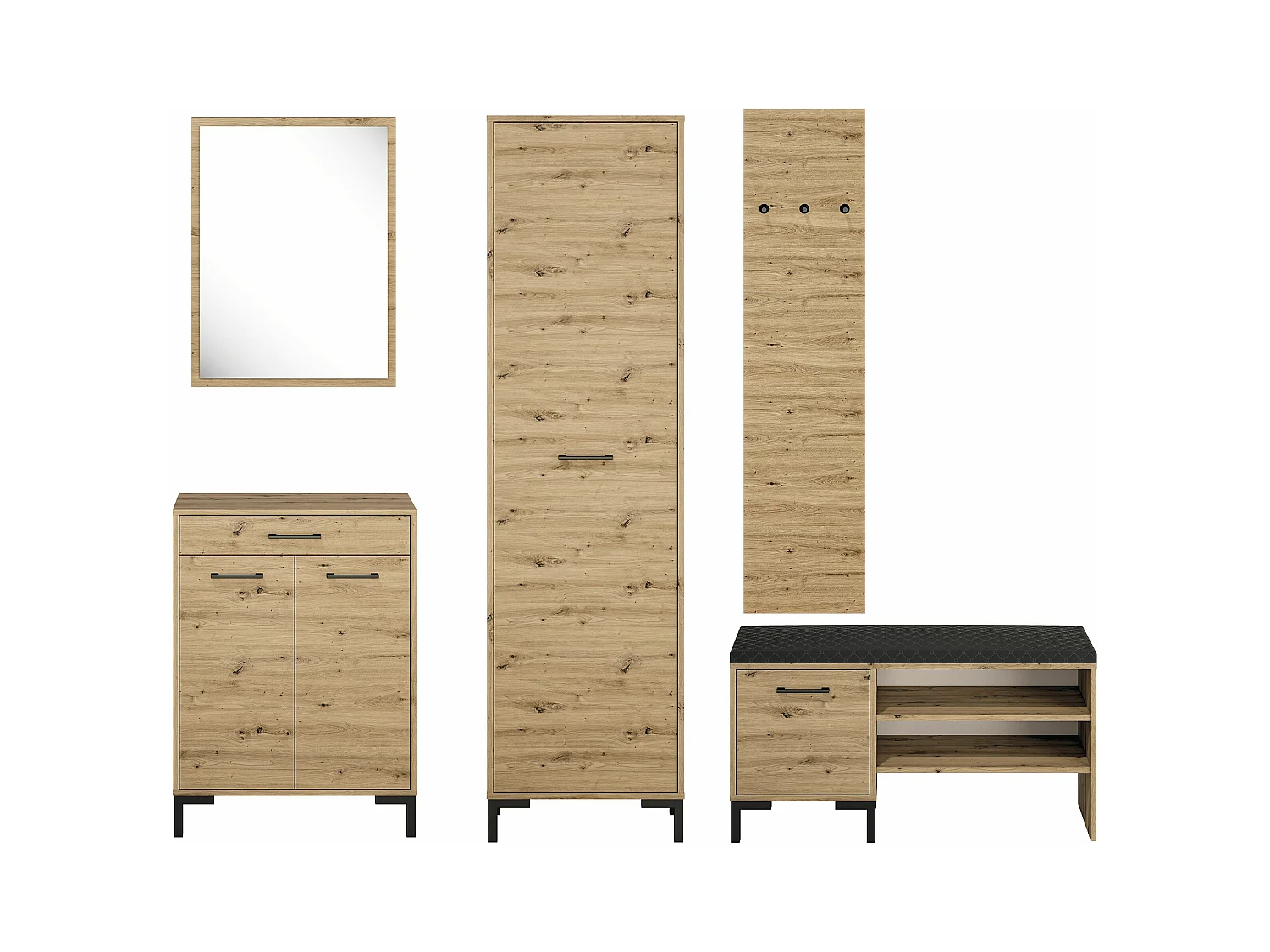 GARDEROBE Nevio Artisan Eiche 5-teilig