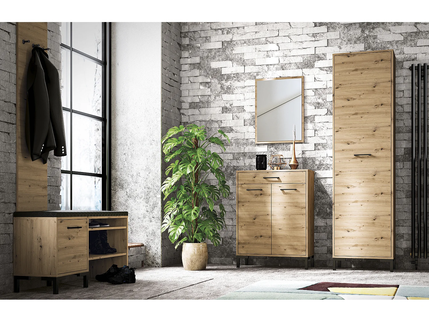 GARDEROBE Nevio Artisan Eiche 5-teilig