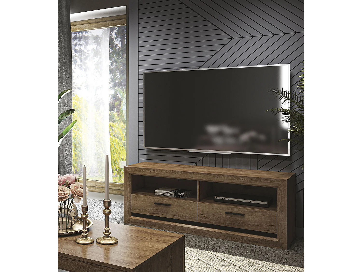 LOWBOARD Baltica Lefkas Eiche / schwarz 147 / 43 / 55cm