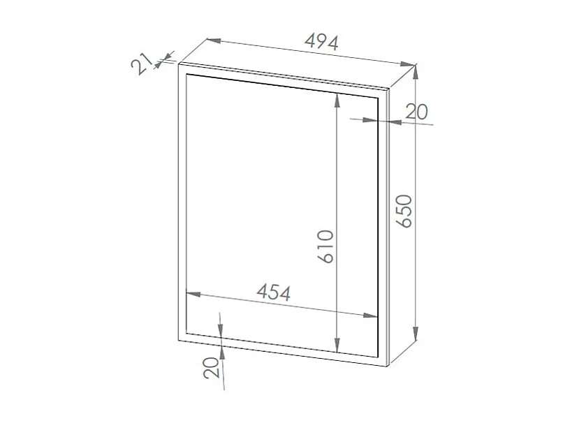 SPIEGEL Hyga Pinie weiß 50 / 2 / 65cm