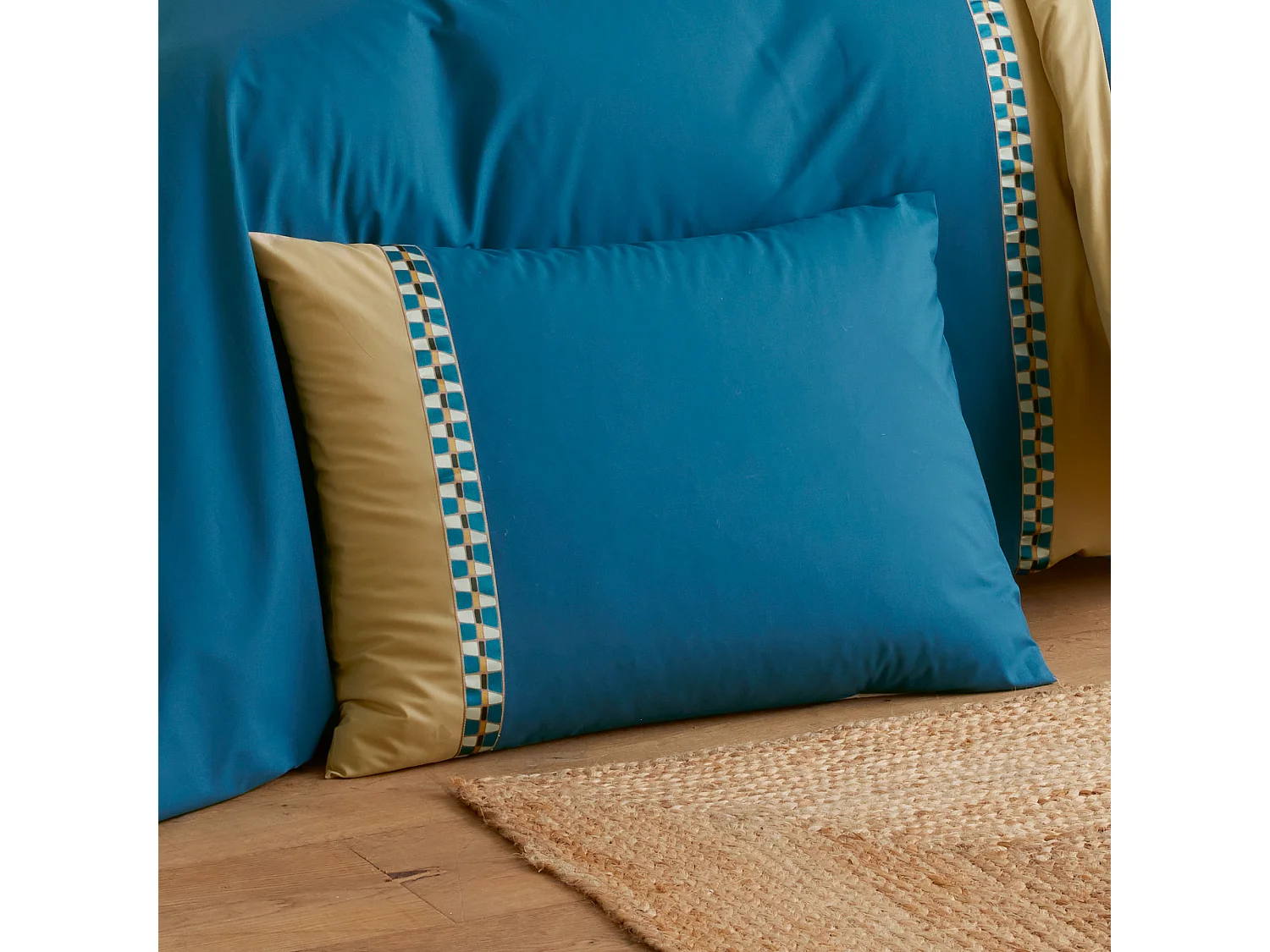 Taie d'oreiller 50x70 cm en percale de coton LINOA bleu cobalt