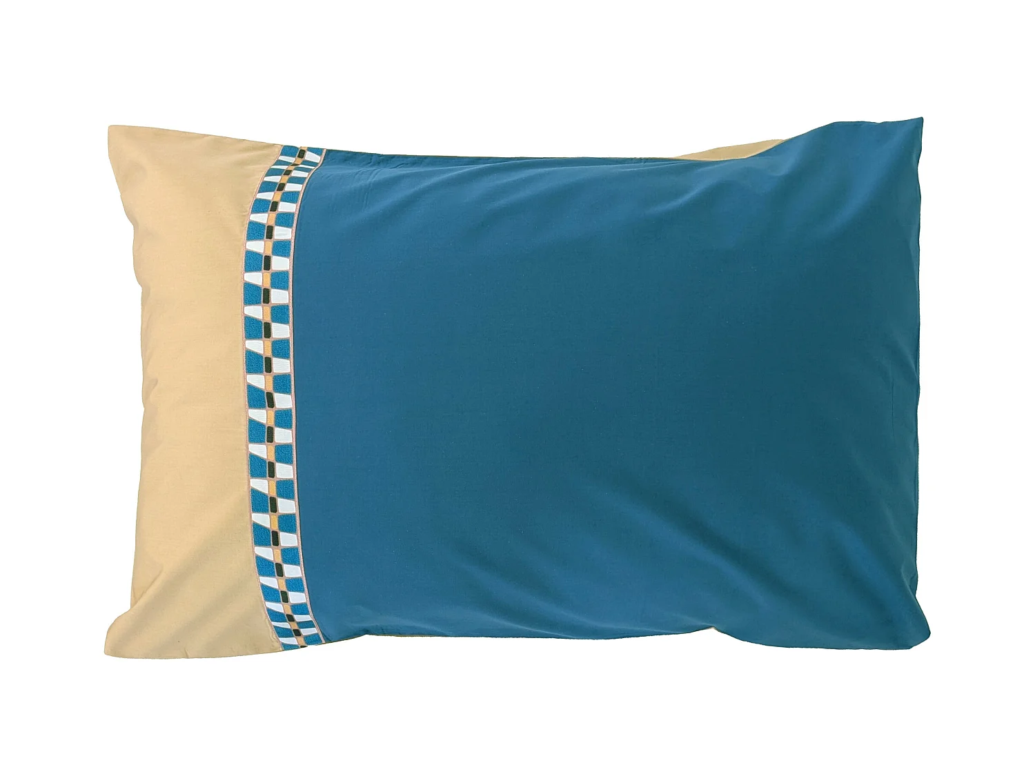 Taie d'oreiller 50x70 cm en percale de coton LINOA bleu cobalt