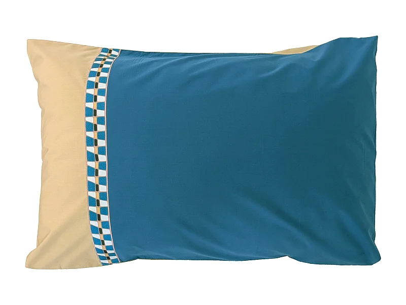 Taie d'oreiller 50x70 cm en percale de coton LINOA bleu cobalt