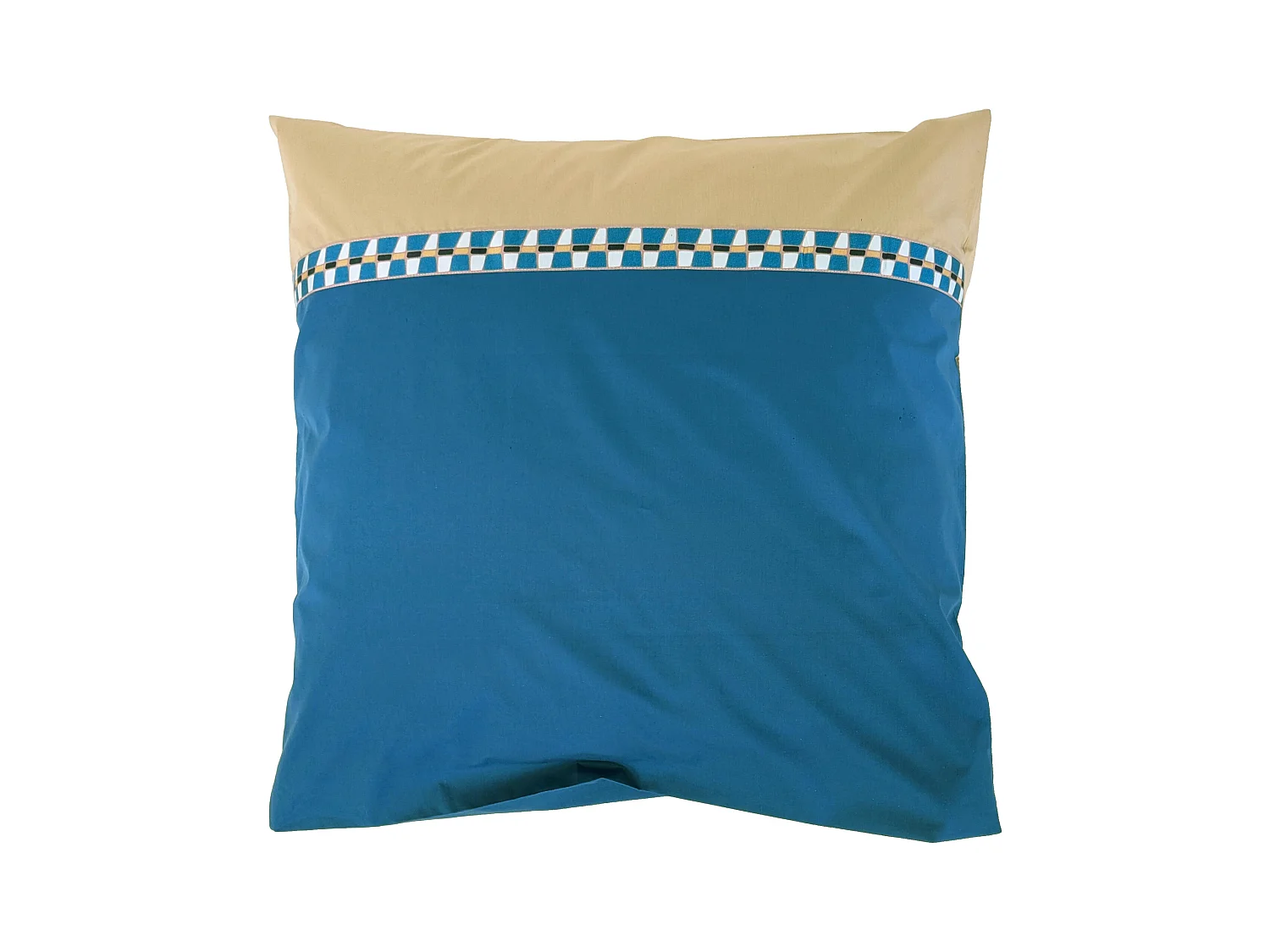 Taie d'oreiller 65x65 cm en percale de coton LINOA bleu cobalt