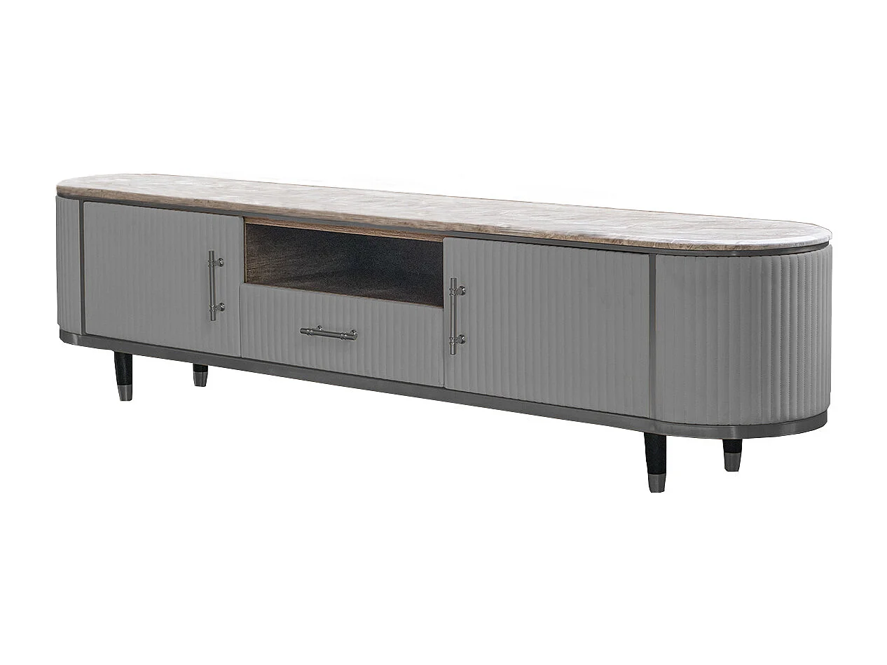 Lowboard - Grau Kunstleder - MARIA