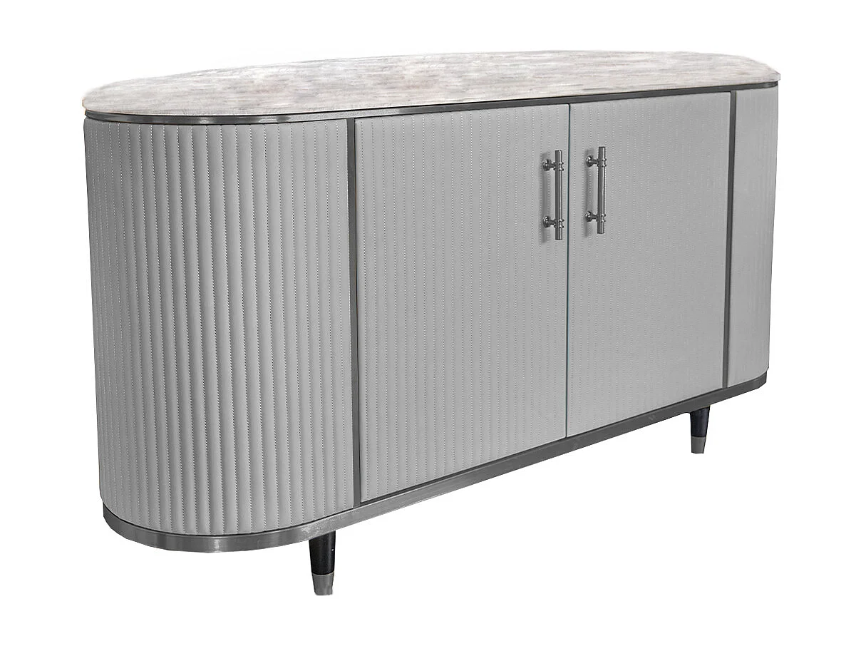 Buffet - Gris Similicuir, marbre - MARIA