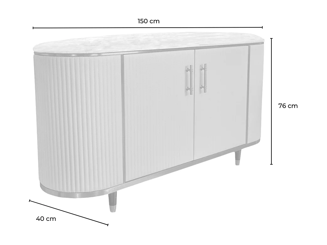 Buffet - Gris Similicuir, marbre - MARIA