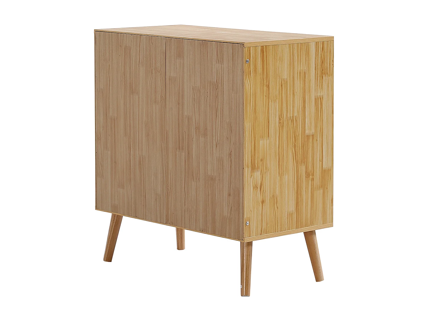Commode à 4 niveaux, avec 3 tiroirs, poignée en métal, pied en bois, designe en rotin, 80x40x83cm, naturel
