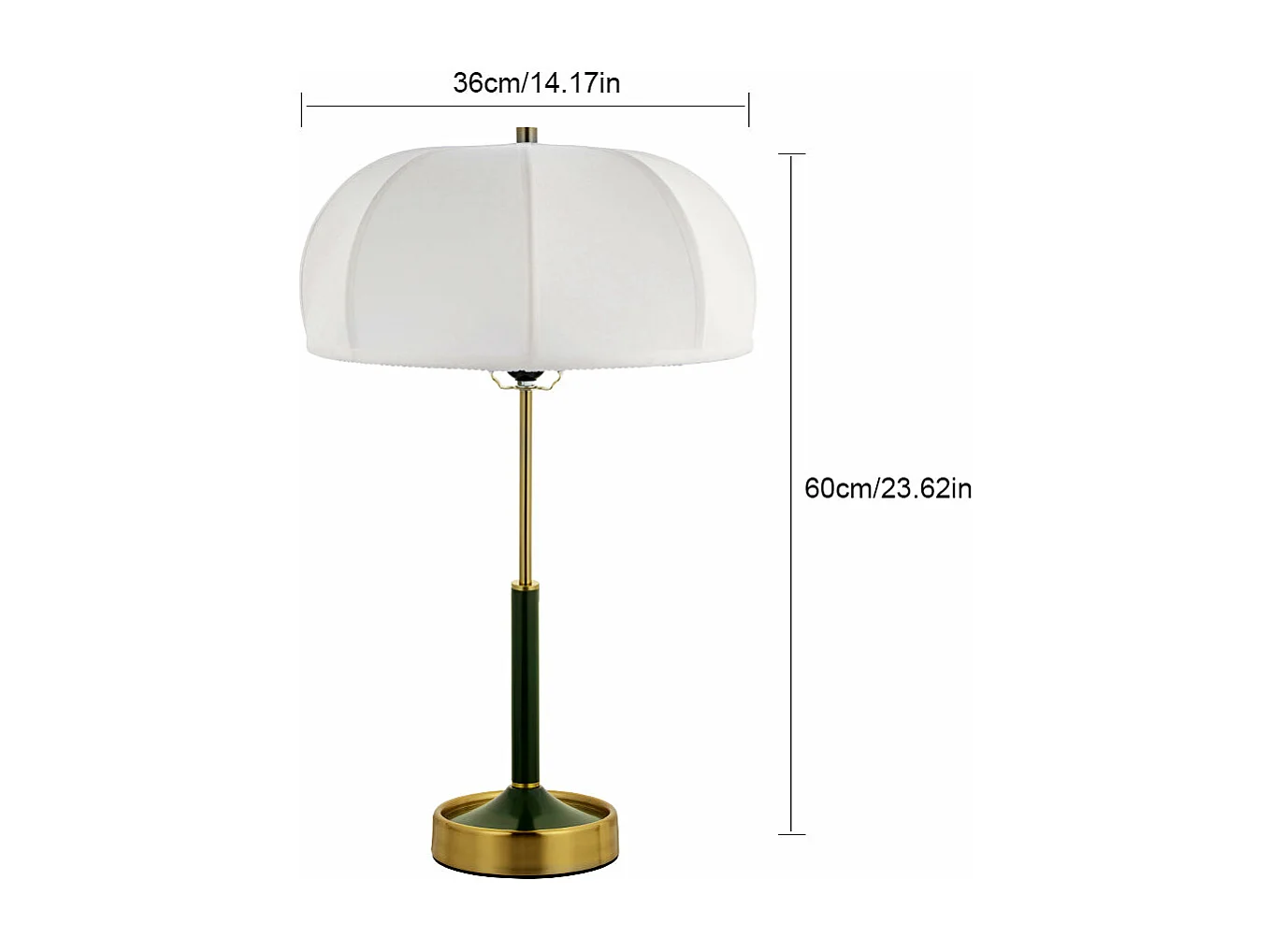 Arturesthome lampe de table pour chambre à coucher d36 cm x h60 cm,vert