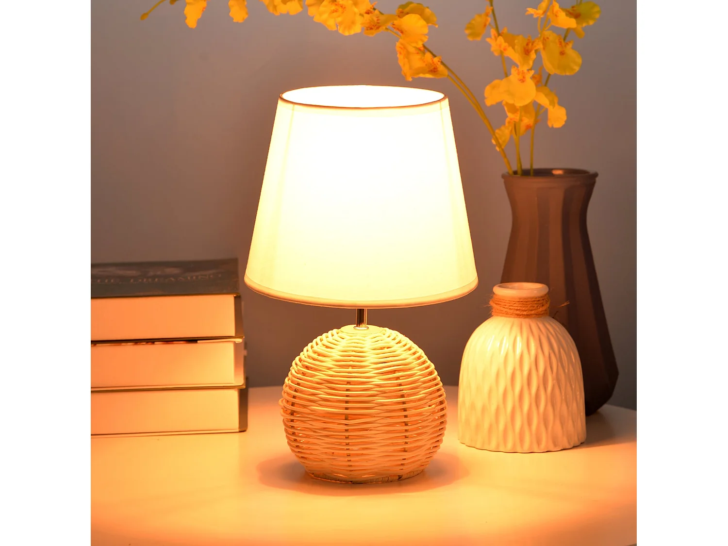 Arturesthome lampes de chevet lampes de table lampes de table en rotin pour la chambre et le salon d20 cm x h35 cm