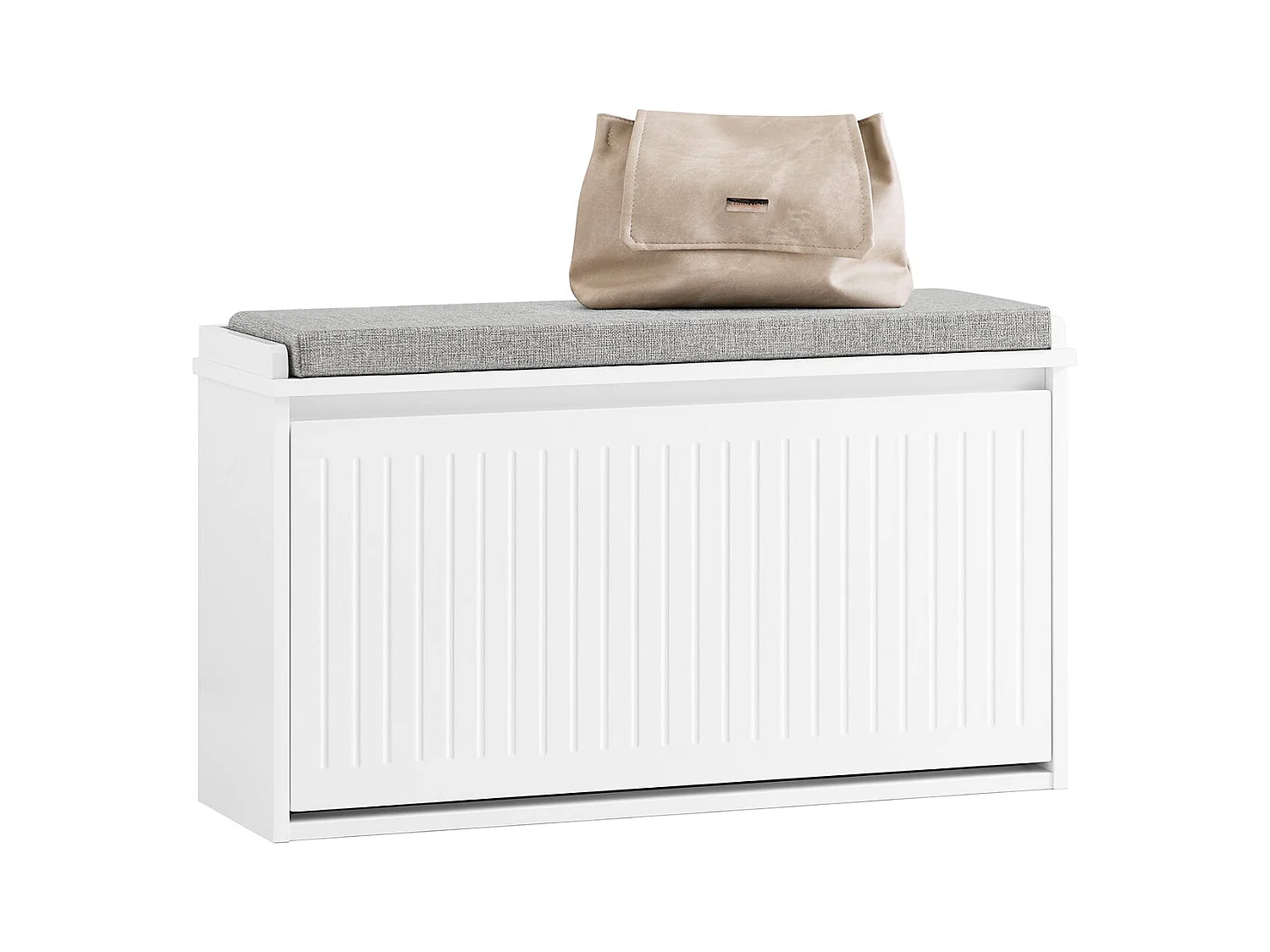 SoBuy FSR98-L-W Banc à Chaussures, Meuble à Chaussures, Meuble d'entrée, avec Assise Coussin Rembourré et Abattant