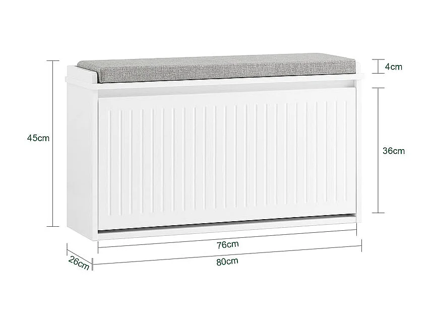 SoBuy FSR98-L-W Banc à Chaussures, Meuble à Chaussures, Meuble d'entrée, avec Assise Coussin Rembourré et Abattant